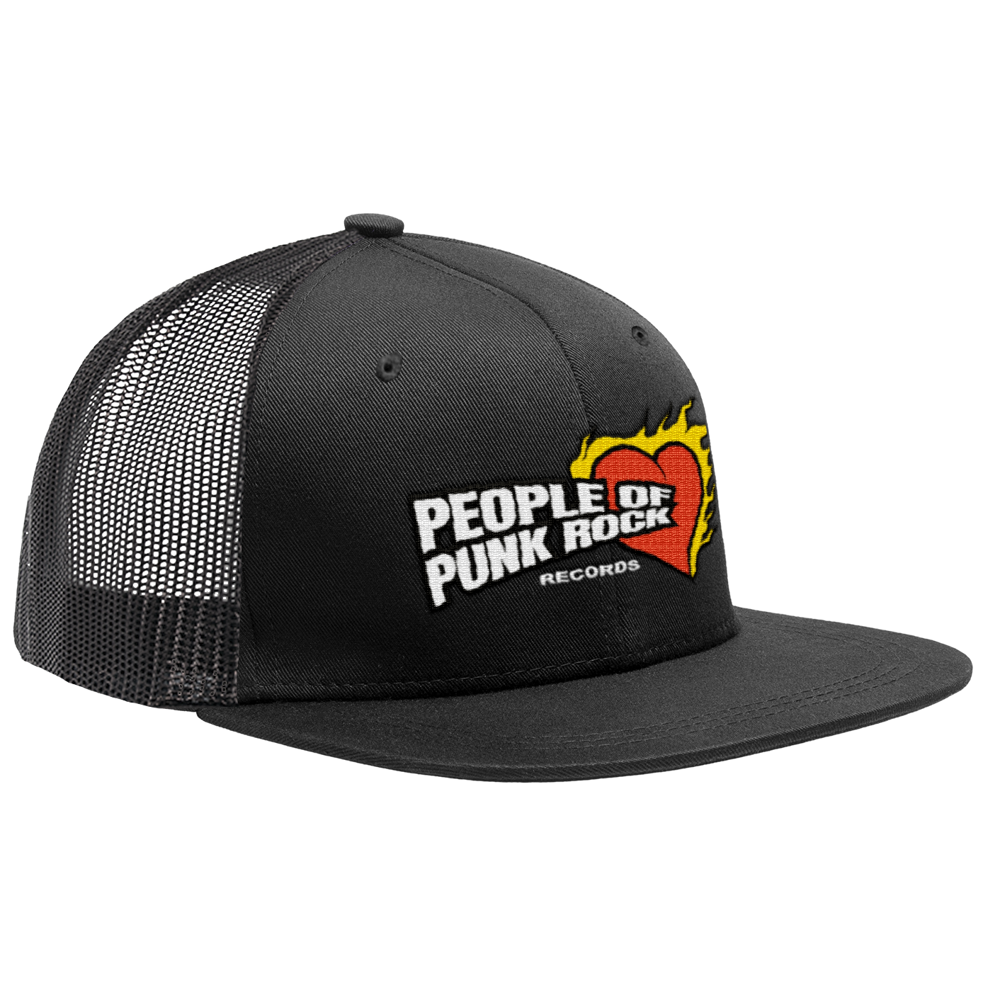 POPR Records - "Burning Heart Logo" (Black) (Trucker Cap)
