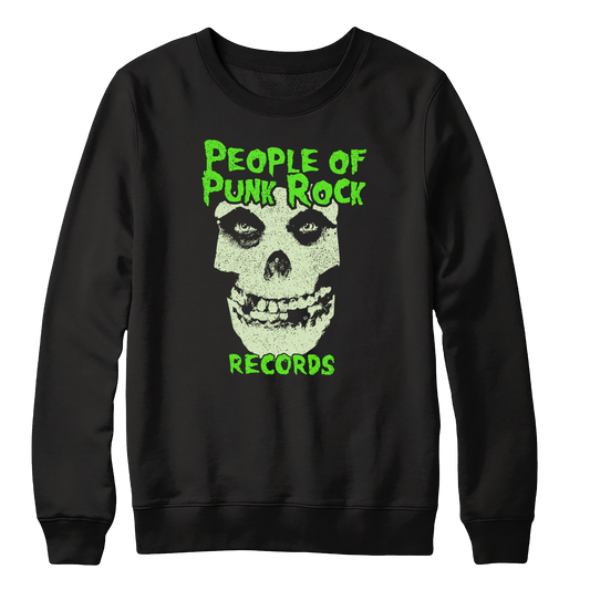 POPR Records - "Fiend Skull Logo / Glow-in-the-dark" (Black) (Crewneck)