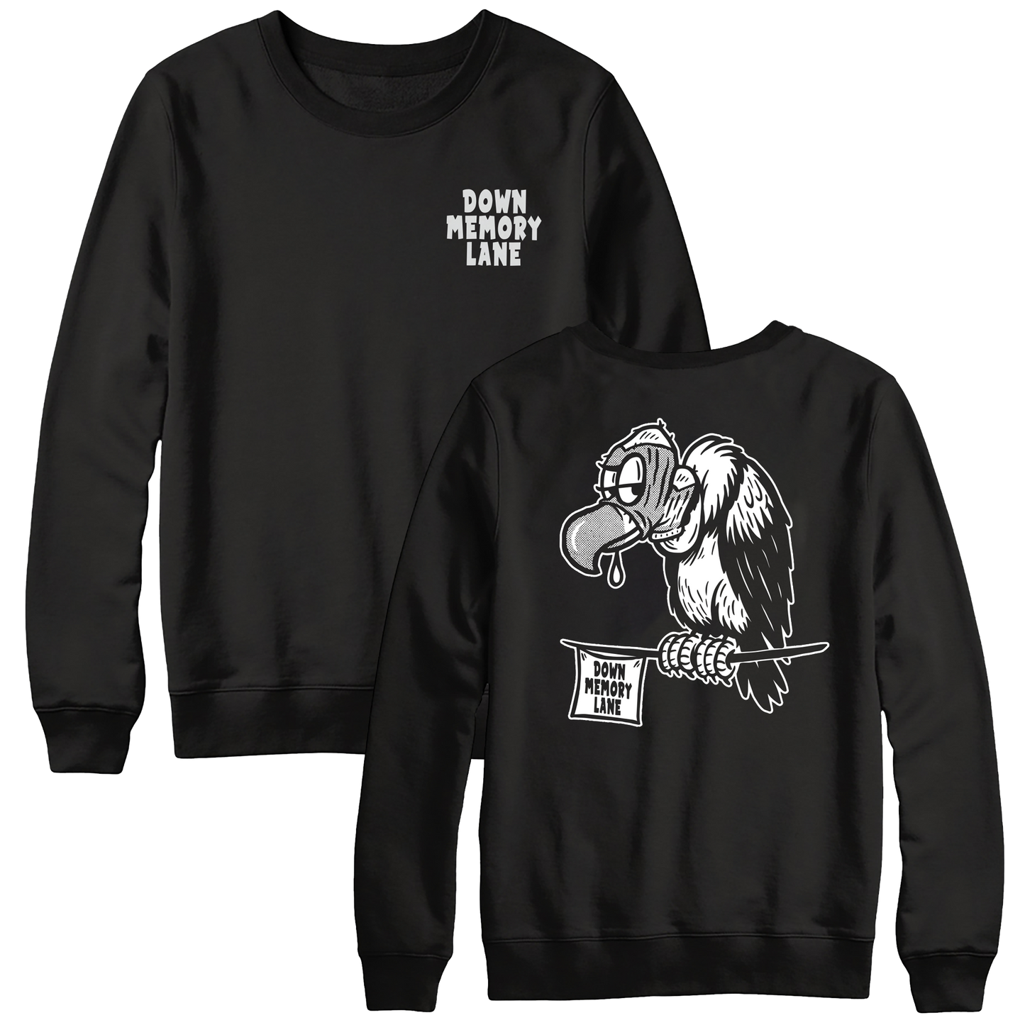 DOWN MEMORY LANE - "2.0 Version Of You / Bald Vulture" (Black) (Crewneck Sweatshirt)
