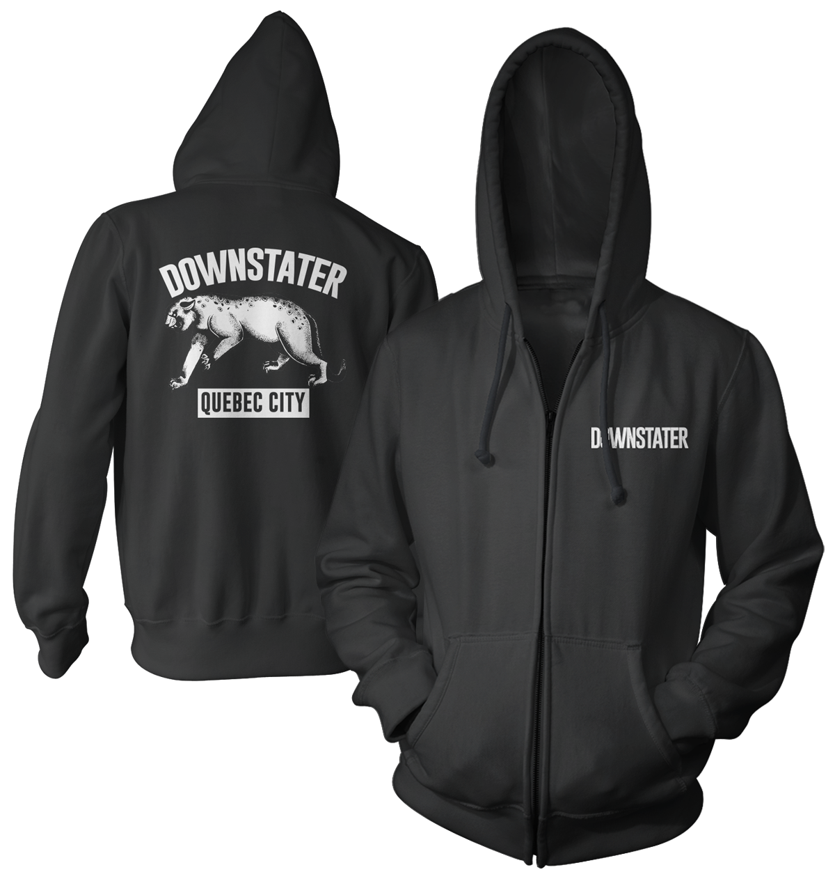DOWNSTATER - "Jaguar" (Black) (Zip Hoodie)