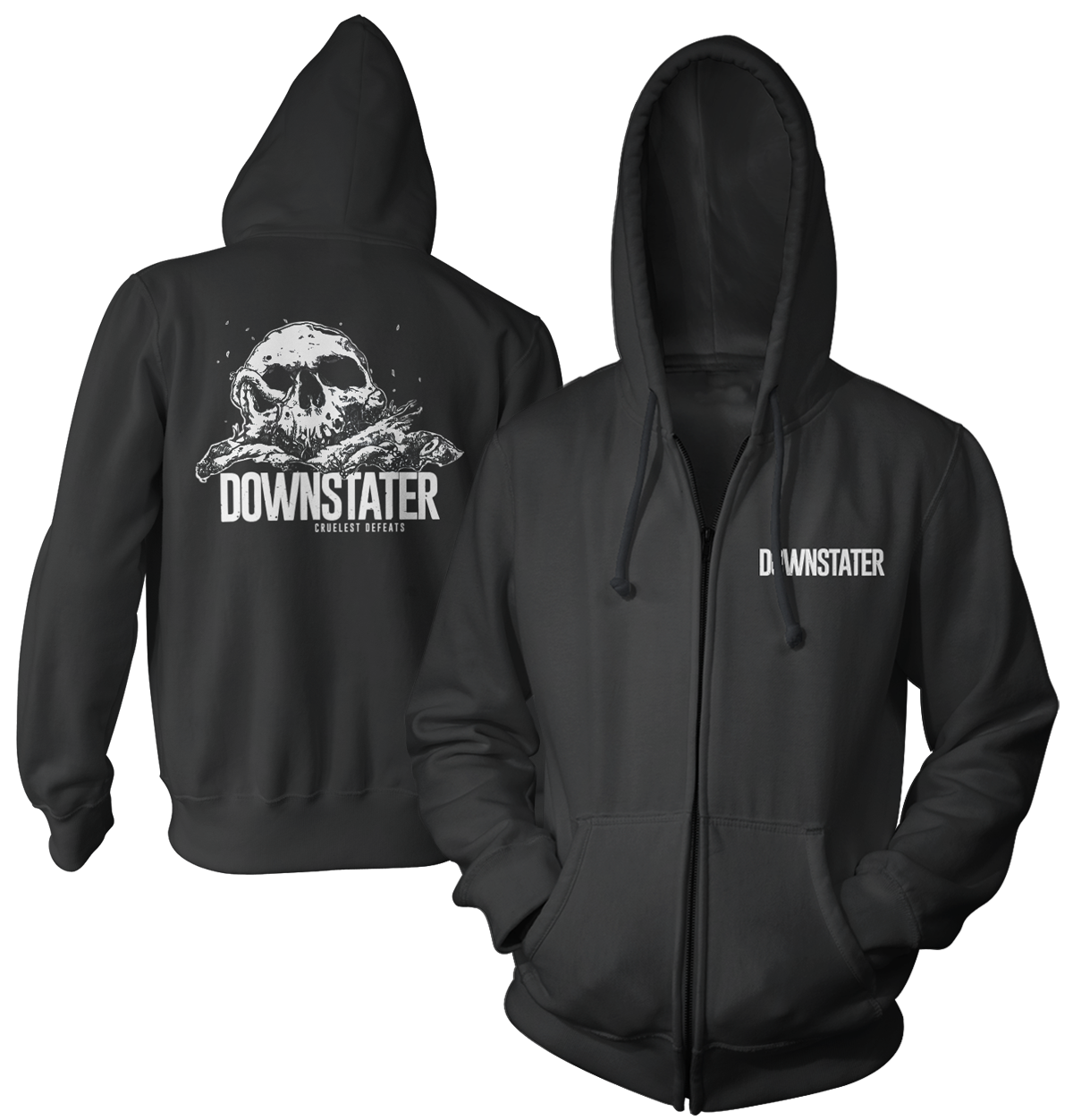 DOWNSTATER - "Cruelest Defeats" (Black) (Zip Hoodie)