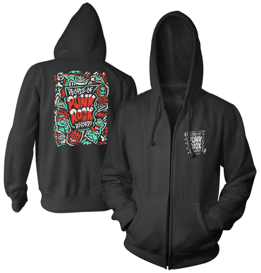 POPR Records "Dead Logo" (Black) (Zip Hoodie)