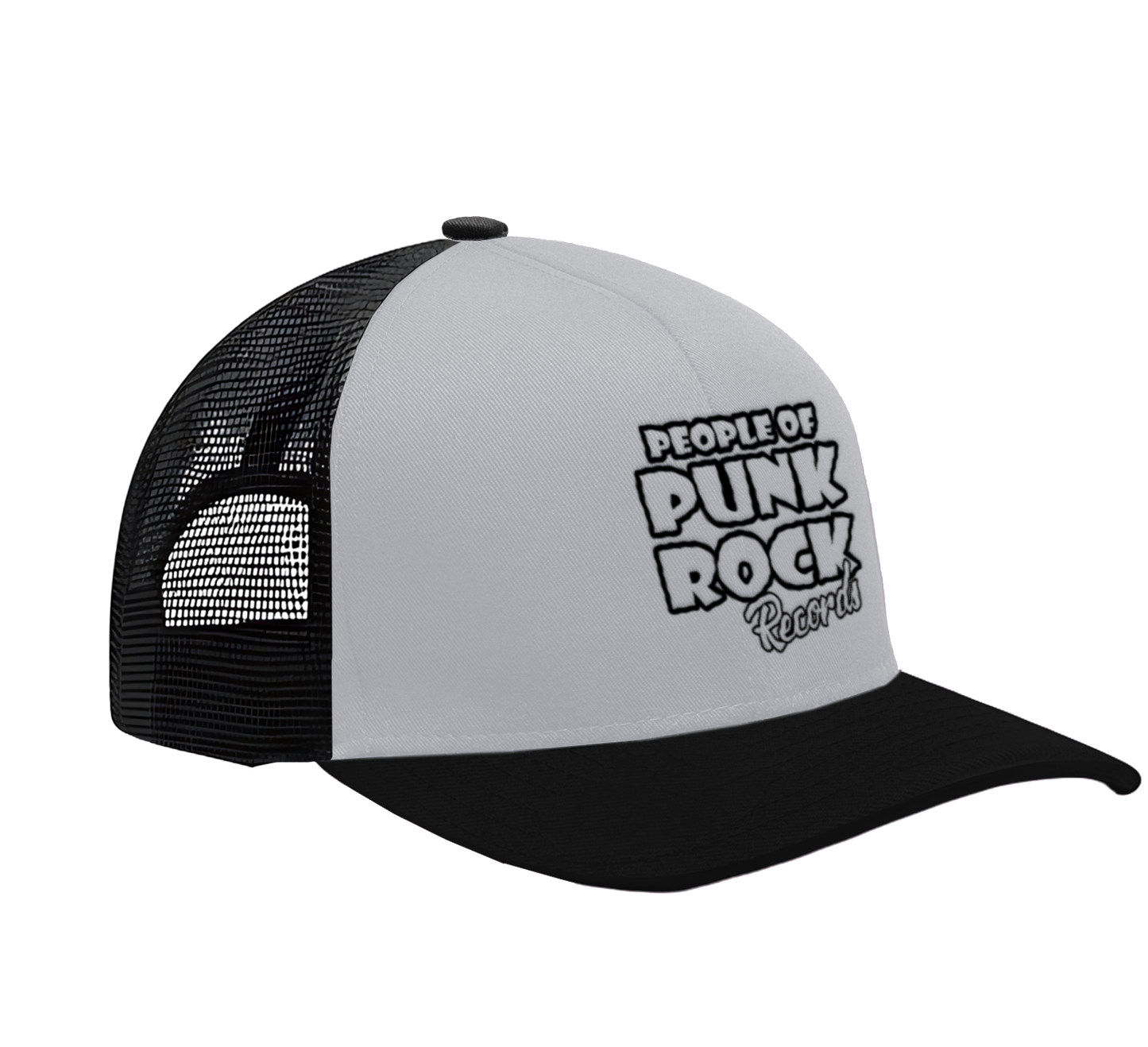POPR Records - "Original Logo" (Black/White/Black) (Curved Visor - Snapback Cap)