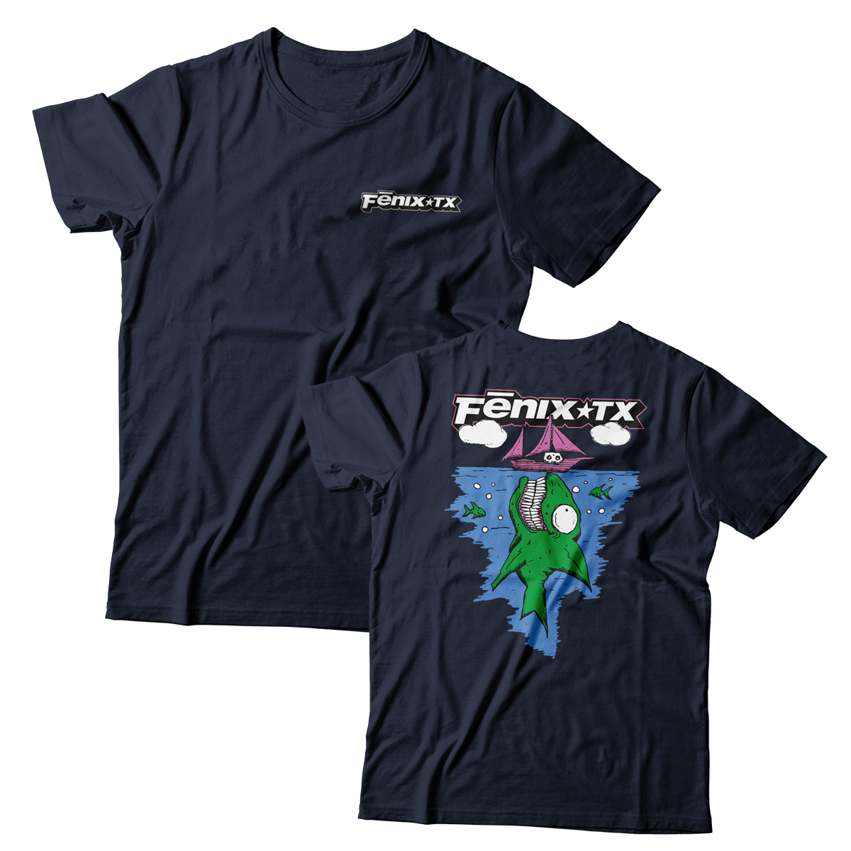FENIX TX - "Big Fish" (Front & Back) (Deep Navy) (T-Shirt)