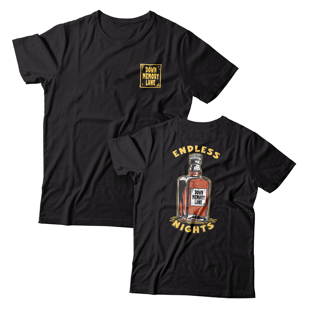 DOWN MEMORY LANE - "Endless Nights" (Front & Back) (Black) (T-Shirt)
