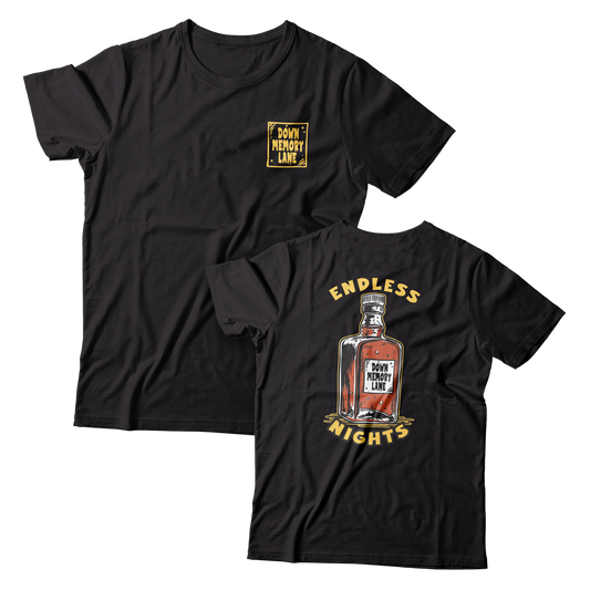 DOWN MEMORY LANE - "Endless Nights" (Front & Back) (Black) (T-Shirt)