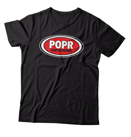POPR Records - "Real Skateboards" (Black) (T-Shirt)