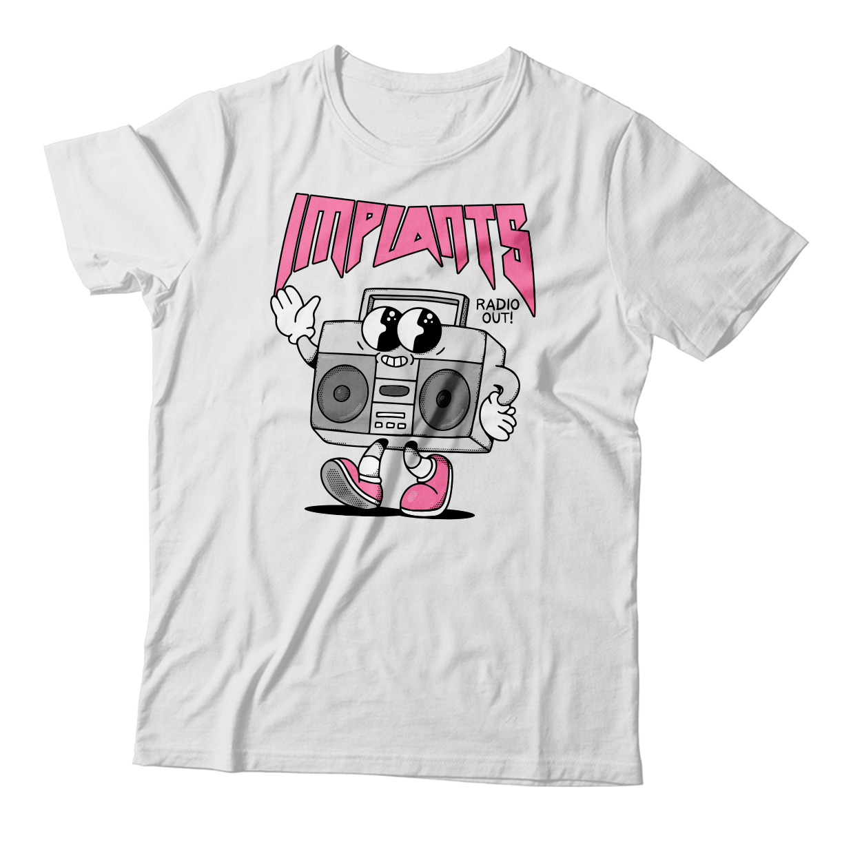 IMPLANTS - "Radio Out" (White) (T-Shirt)
