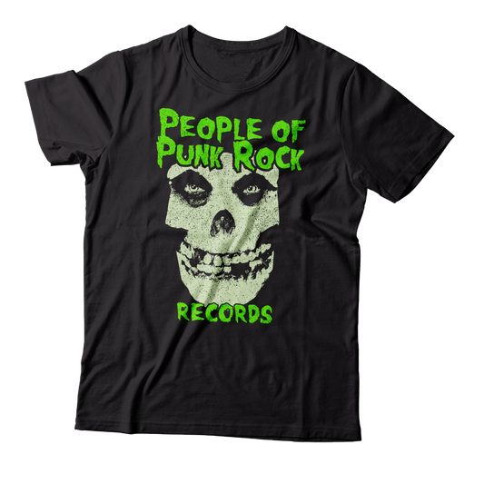 POPR Records - "Fiend Skull Logo / Glow-in-the-Dark" (Front Only) (Black) (T-Shirt)