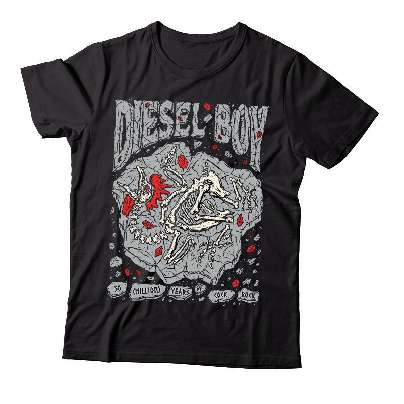 DIESEL BOY - "30 (Million) Years Of Cock Rock" (Black) (T-Shirt)