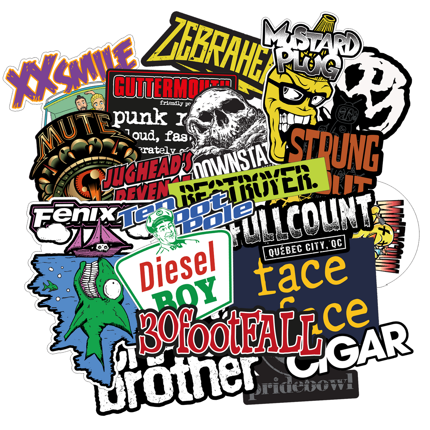 RED BRIDGE FEST - "Paquet d'autocollants de groupes" (22 autocollants)