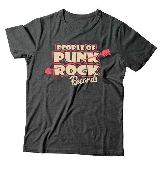 POPR Records - "Front Heart & Arrow Logo" (Heather Dark Grey) (T-Shirt)