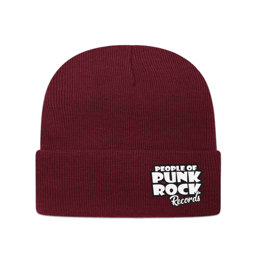 POPR Records - "White Logo / Side" (Maroon) (Beanie)