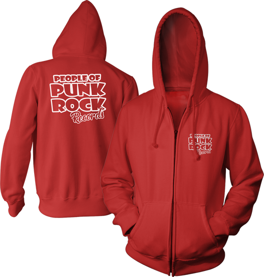 POPR Records "Logo" (Red) (Zip Hoodie)