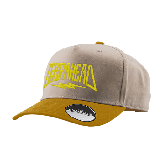 ZEBRAHEAD - "Lightning Logo" (Beige/Amber Gold) (Curved Visor - Snapback Cap)