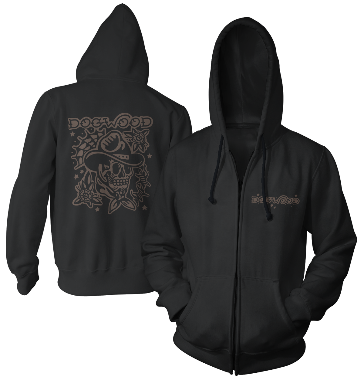 DOGWOOD - "Skull" (Black) (Zip Hoodie)