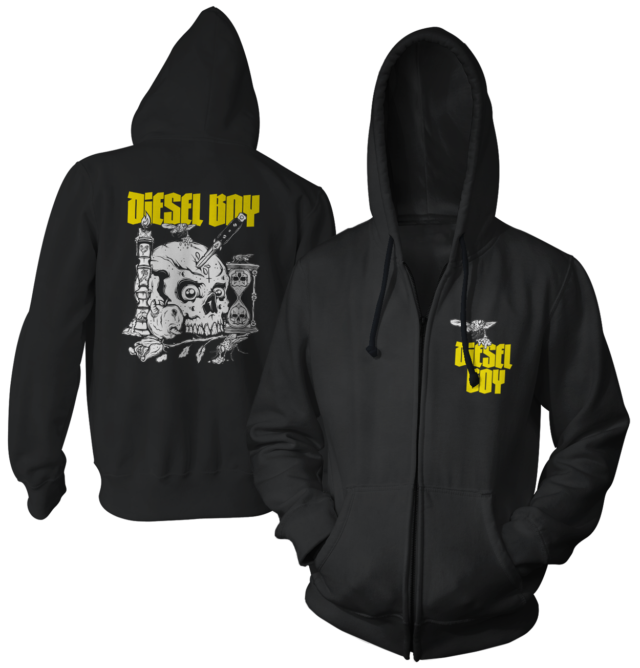 DIESEL BOY - "Skull & Dagger" (Black) (Zip Hoodie)