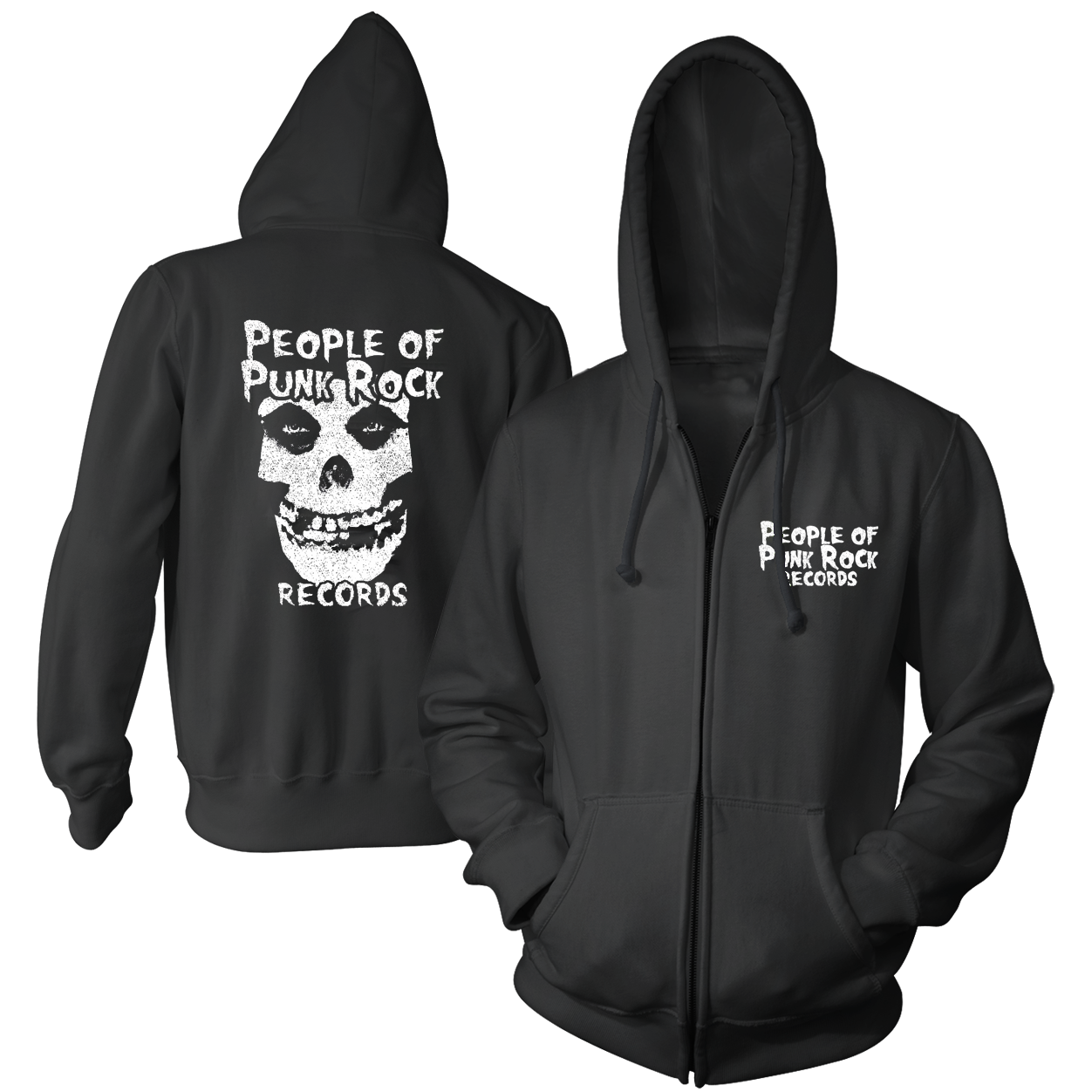 POPR Records - "Fiend Skull Logo" (Black) (Zip Hoodie)