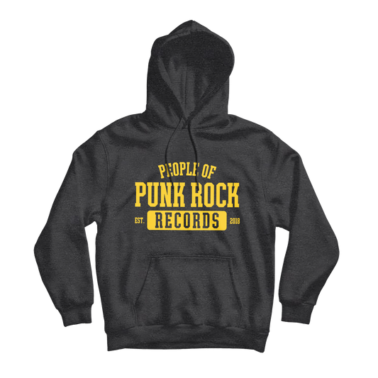 POPR Records - "College Logo" (Jet Black Heather) (Pullover Hoodie)
