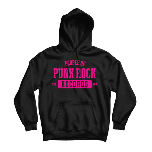 POPR Records - "College Logo" (Black/Pink) (Pullover Hoodie)