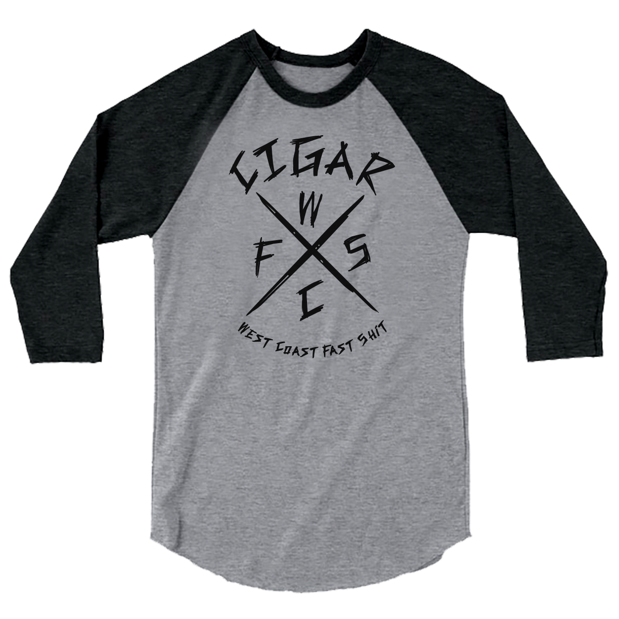CIGAR - "West Coast Fast Shit" (Sport Grey/Black) (Raglan T-Shirt)
