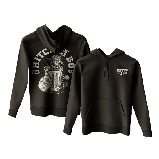 HITCH & GO - "Trash Can Racoon" (Black) (Youth Pullover Hoodie)