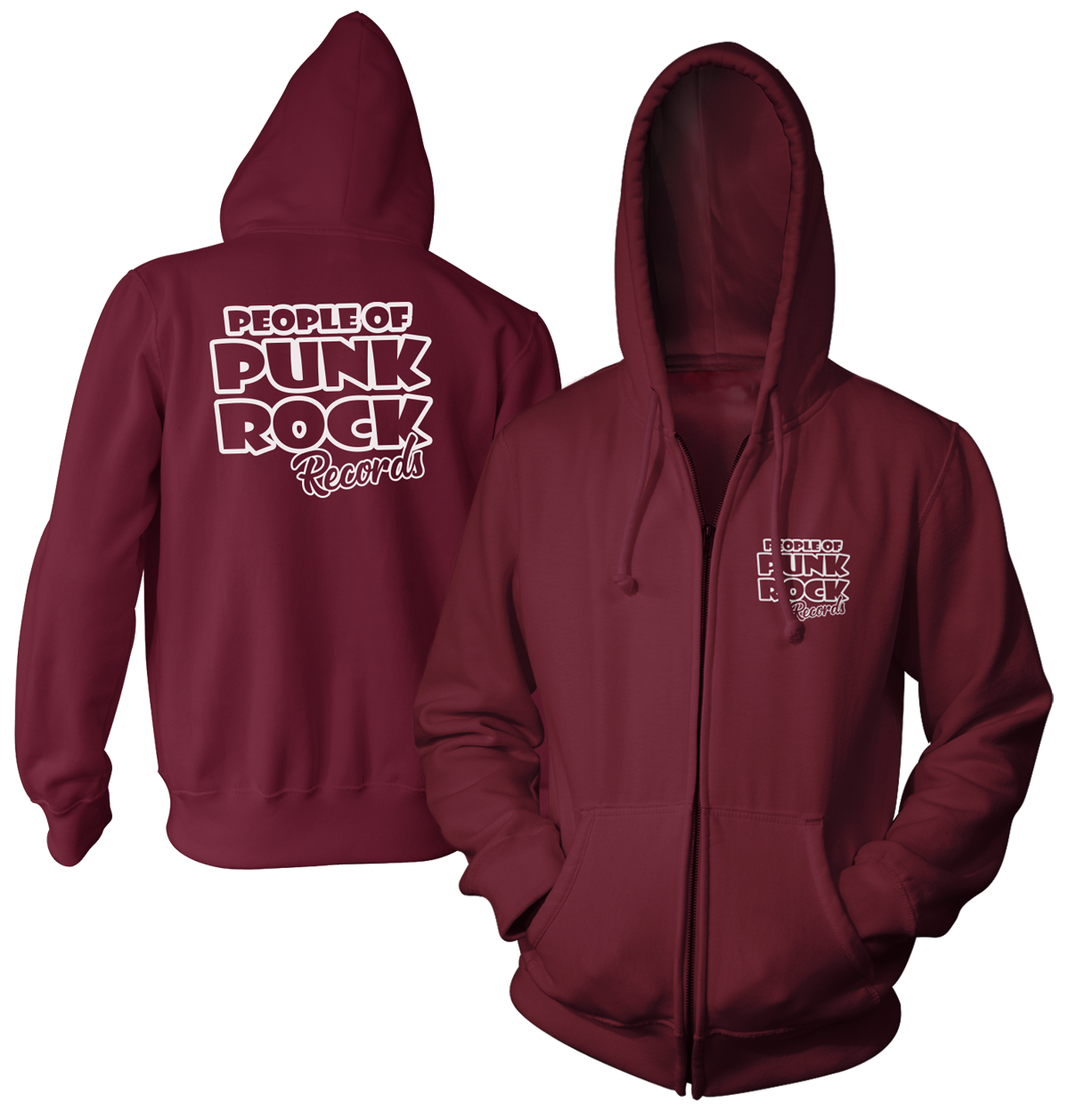 POPR Records "Logo" (Maroon) (Zip Hoodie)