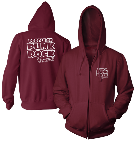 POPR Records "Logo" (Maroon) (Zip Hoodie)