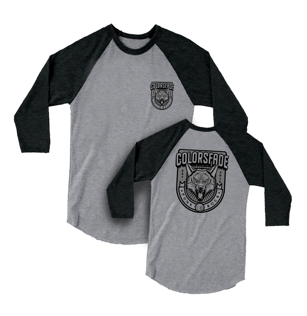 COLORSFADE - "Fox Badge" (Front & Back) (Sport Grey/Black) (Raglan T-Shirt)