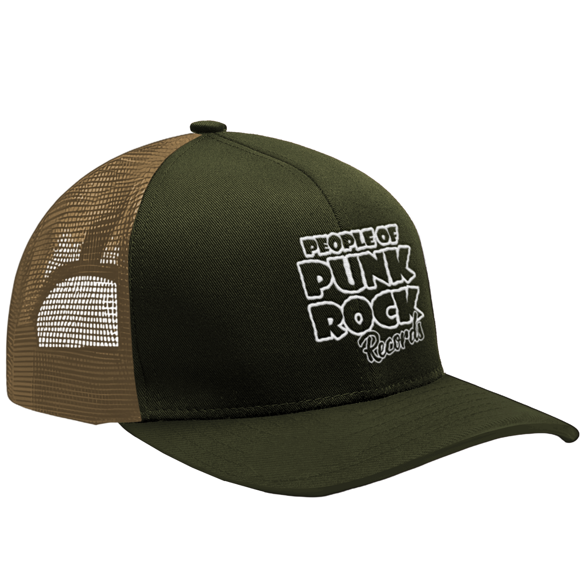 POPR Records - "Original Logo" (Moss/Khaki) (Curved Visor - Snapback Cap)