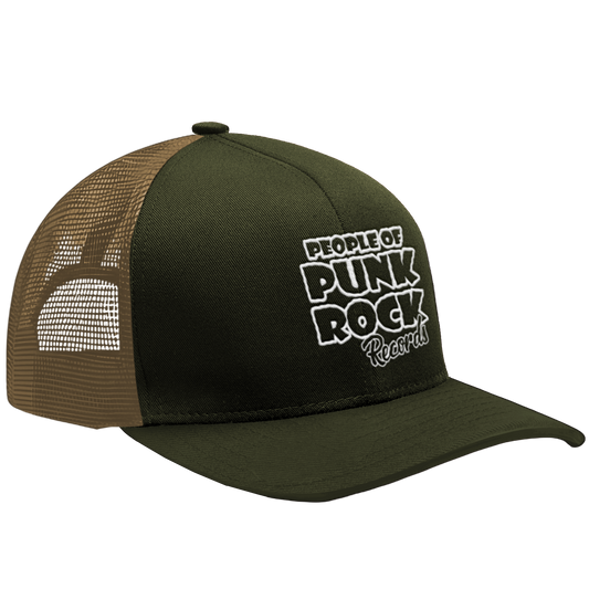 POPR Records - "Original Logo" (Moss/Khaki) (Curved Visor - Snapback Cap)