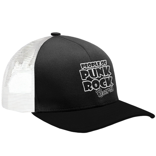 POPR Records - "Original Logo" (Black/White) (Curved Visor - Snapback Cap)