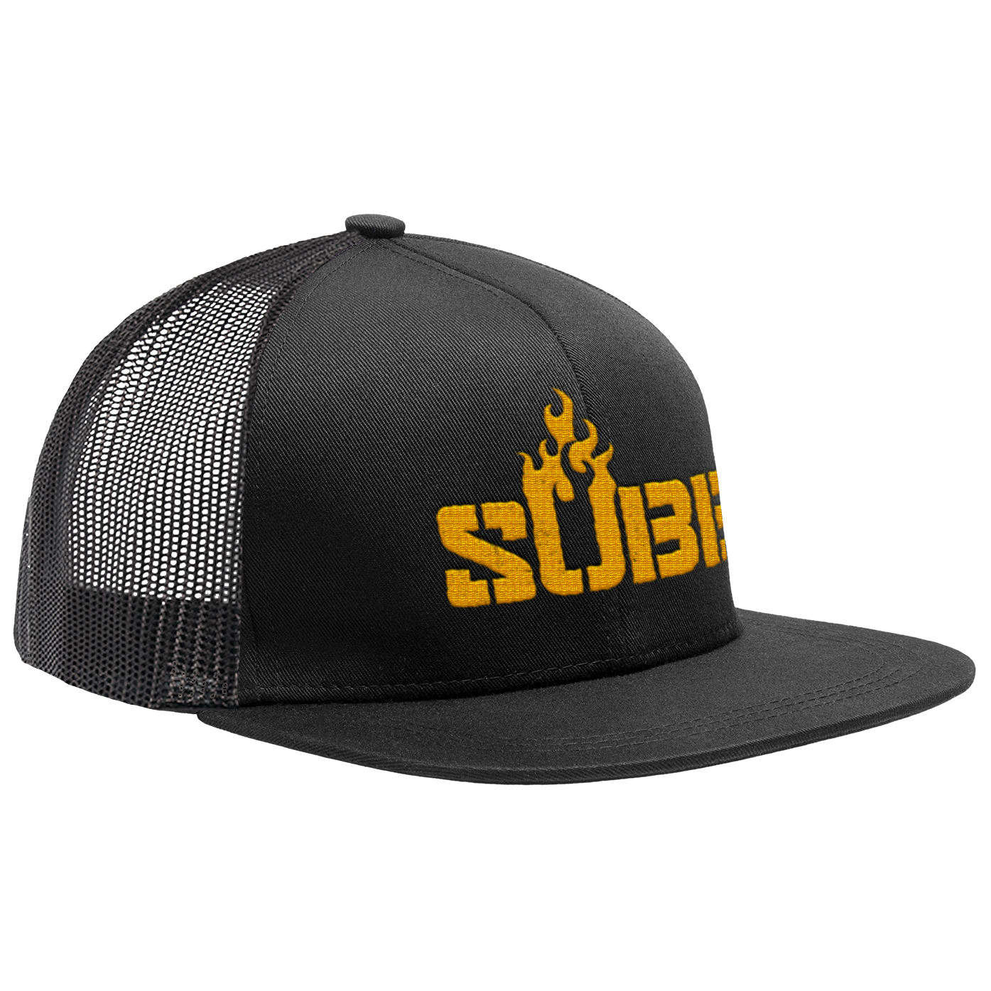 SUBB - "Fire Logo / Orange" (Trucker Cap) (Black)