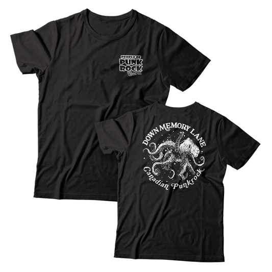 DOWN MEMORY LANE - "Canadian Punk Rock / POPR Records" (Black) (T-Shirt)