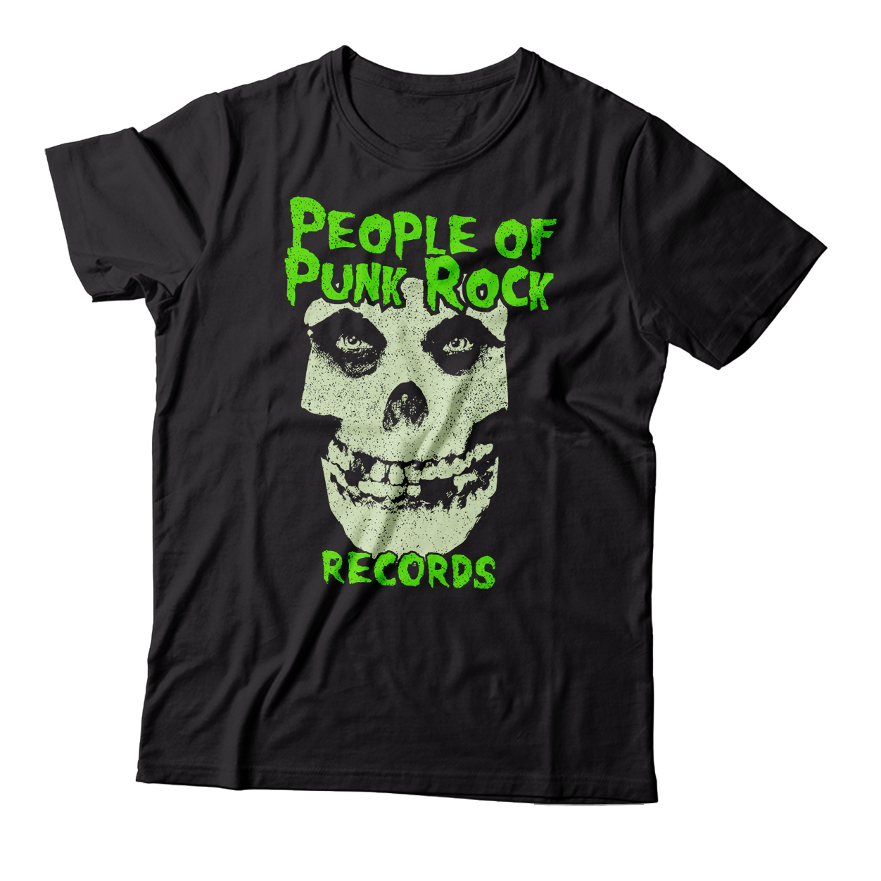 POPR Records - "Fiend Skull Logo / Glow-in-the-Dark" (Front Only) (Black) (T-Shirt)