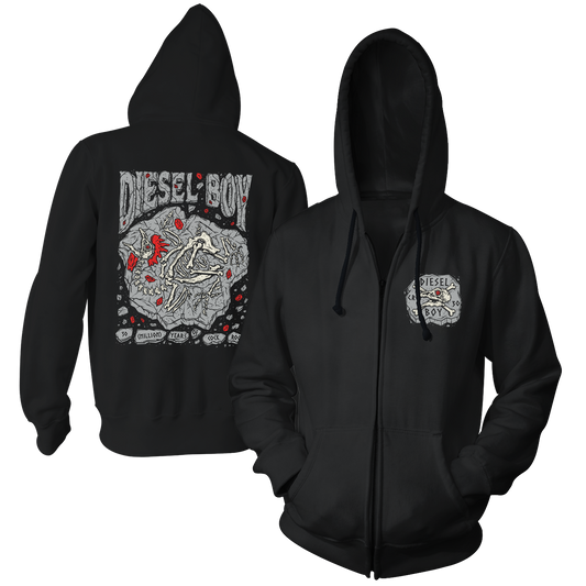 DIESEL BOY - "30 (Million) Years Of Cock Rock" (Black) (Zip Hoodie)