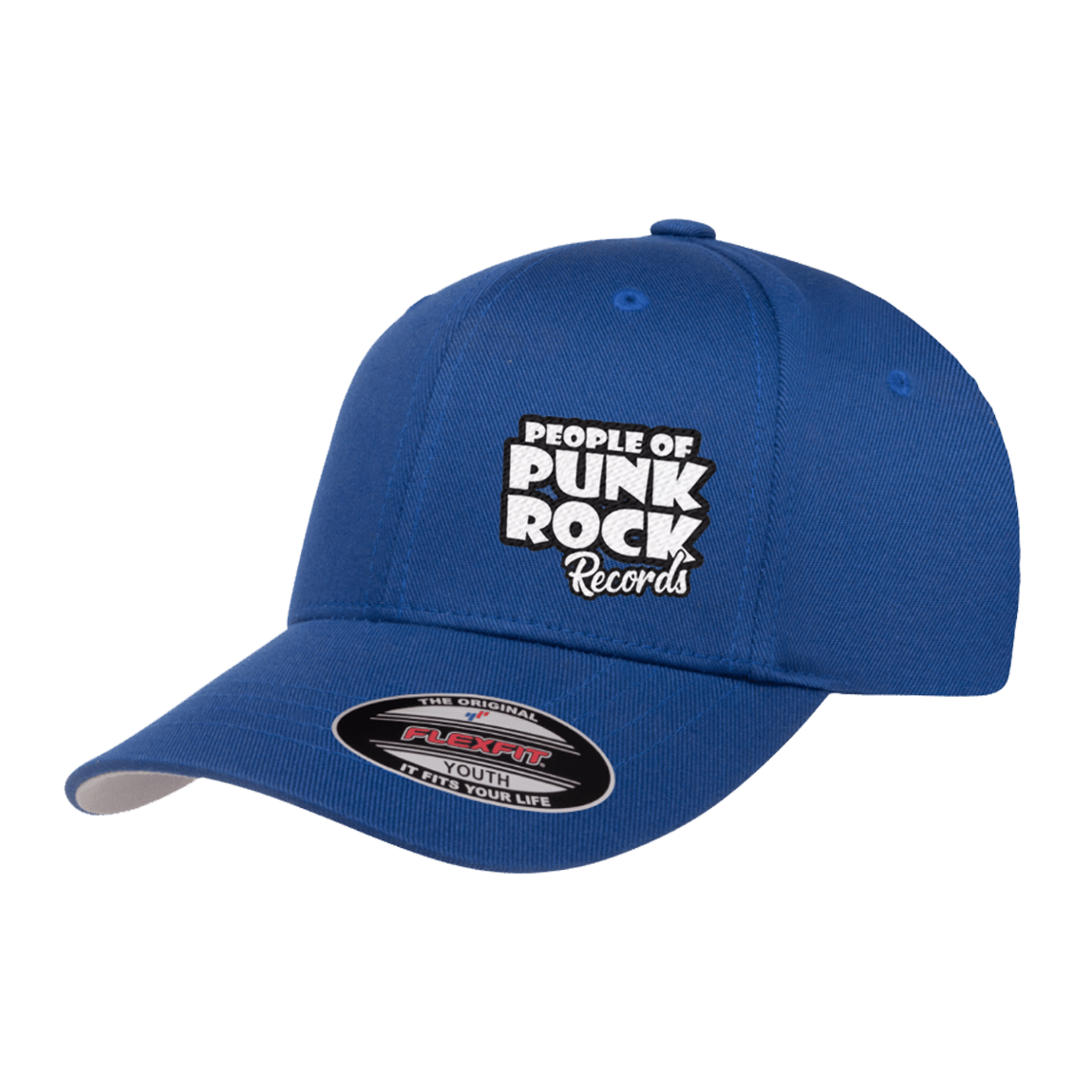 POPR Records - "White Logo / Side" (Royal Blue) (Youth Flexfit Cap)