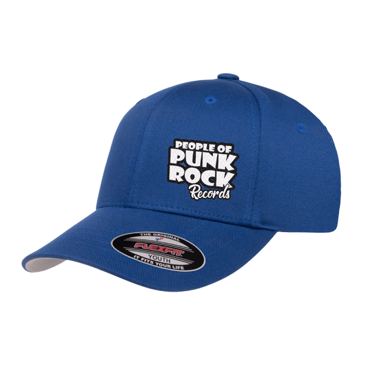 POPR Records - "White Logo / Side" (Royal Blue) (Youth Flexfit Cap)