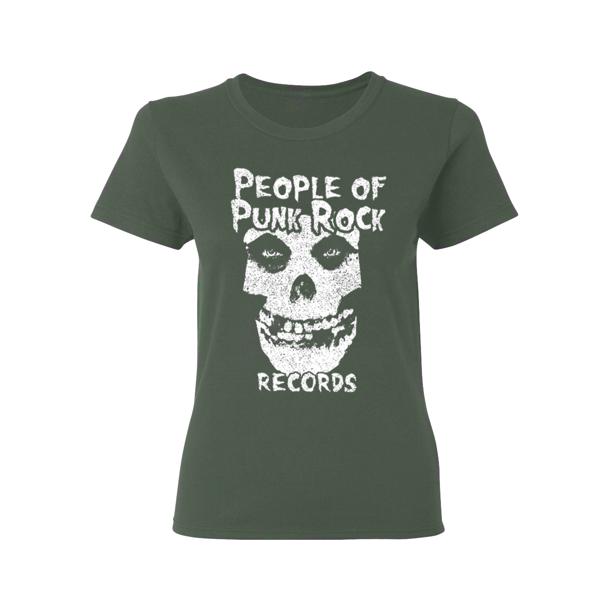 POPR Records - "Fiend Skull Logo" (Fatigue Green) (Woman T-Shirt)