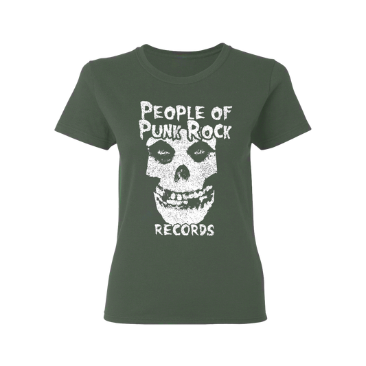 POPR Records - "Fiend Skull Logo" (Fatigue Green) (Woman T-Shirt)