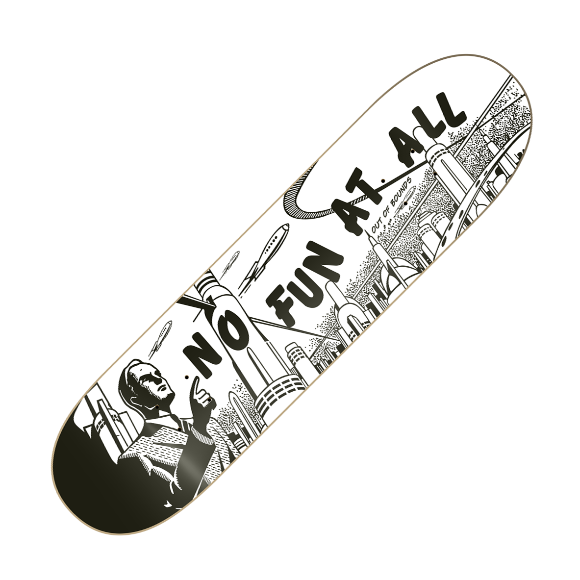 NO FUN AT ALL - "Out Of Bounds" (White) (Skateboard Deck)