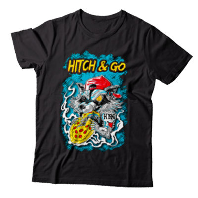 HITCH & GO - "Pizza Racoon / Euro Tour 2019" (Black) (T-Shirt)