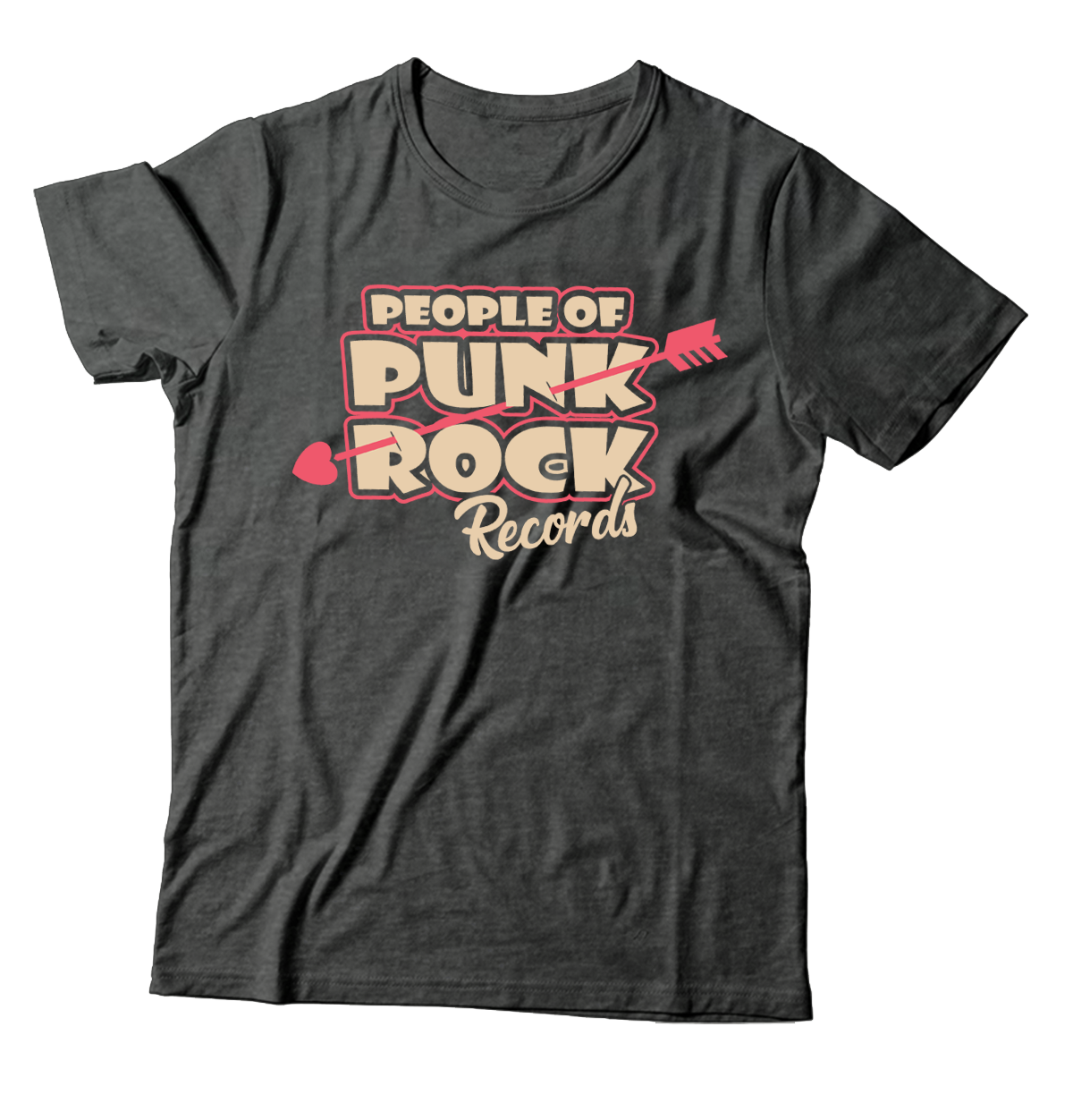 POPR Records - "Front Heart & Arrow Logo" (Heather Dark Grey) (T-Shirt)