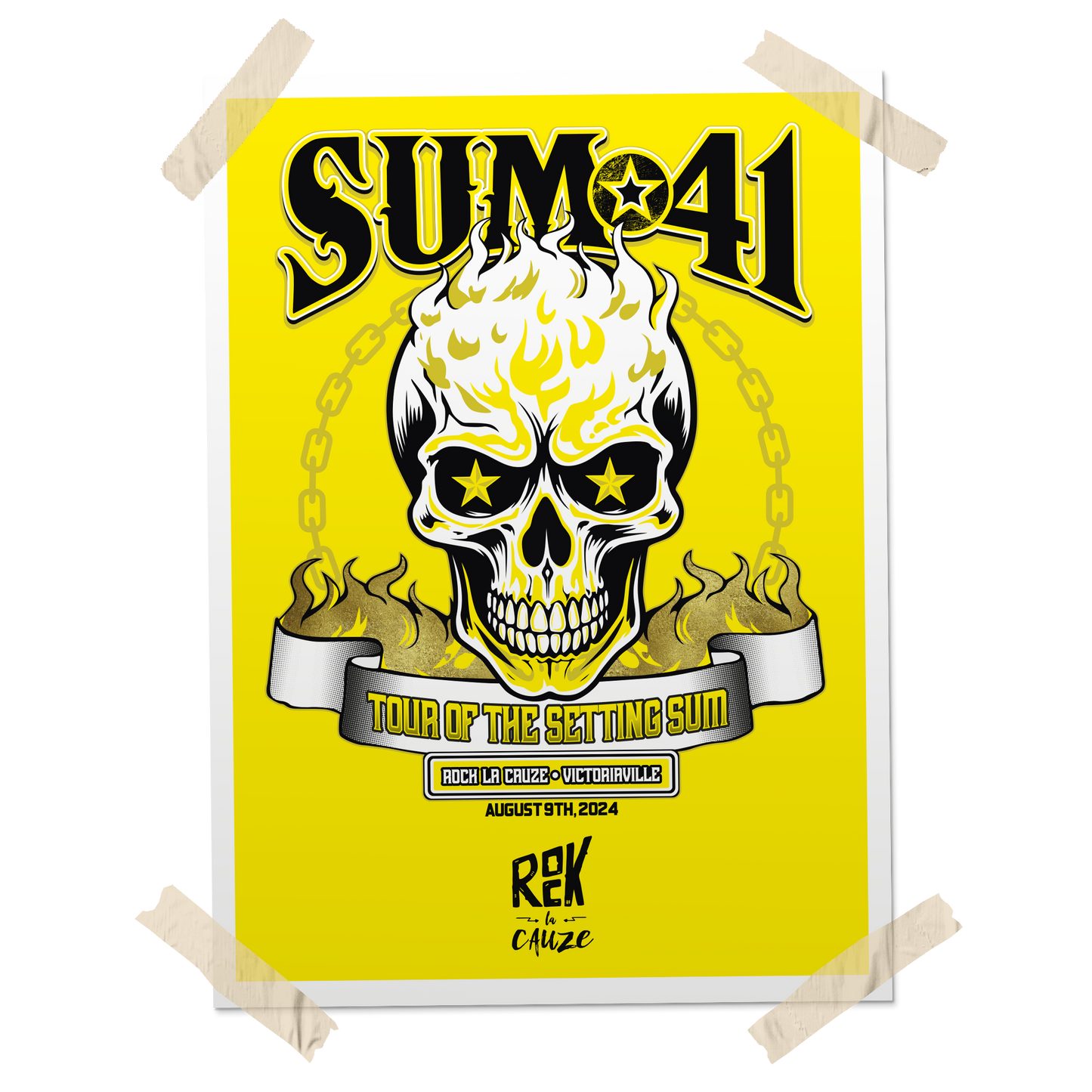 SUM 41 - "Tour Of The Setting Sum - Rock La Cauze / Metallic Gold Ink" (Screen Printed Poster)