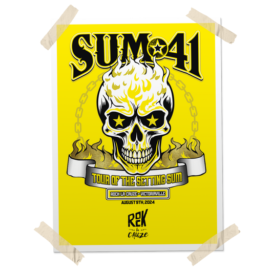 SUM 41 - "Tour Of The Setting Sum - Rock La Cauze / Metallic Gold Ink" (Screen Printed Poster)