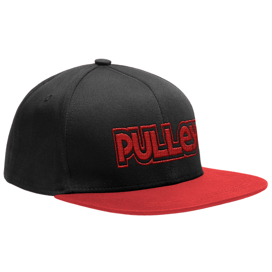 PULLEY - "Red Logo" (Black) (Flat Bill Snapback Cap)