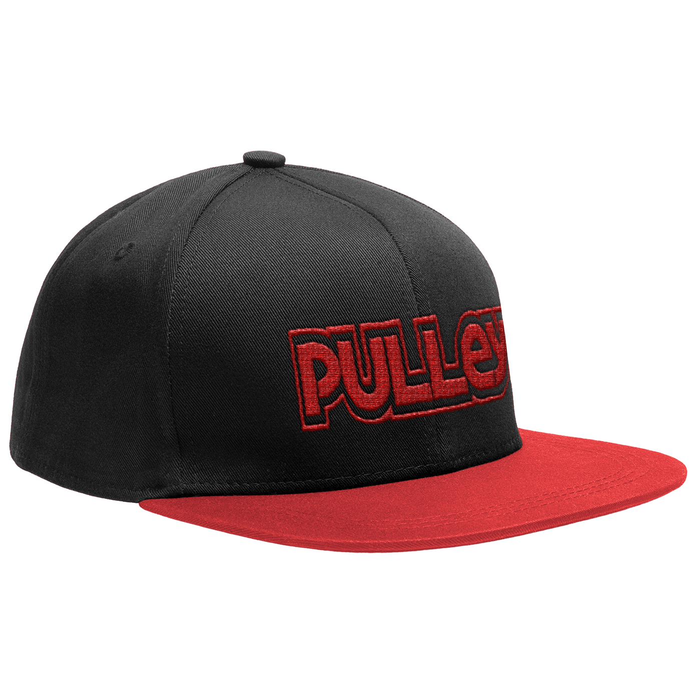 PULLEY - "Red Logo" (Black) (Flat Bill Snapback Cap)