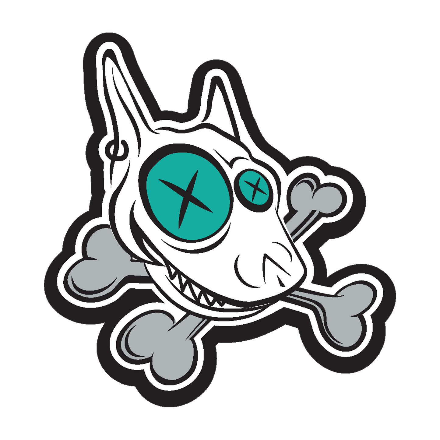 RED BRIDGE FEST - Skull & Crossbones (Teal Eyes) (Sticker)