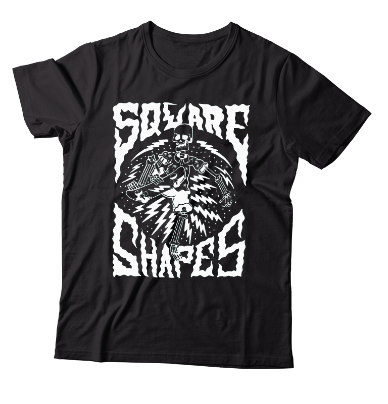 SQUARE SHAPES - "Skeleton Skater" (Black) (T-Shirt)