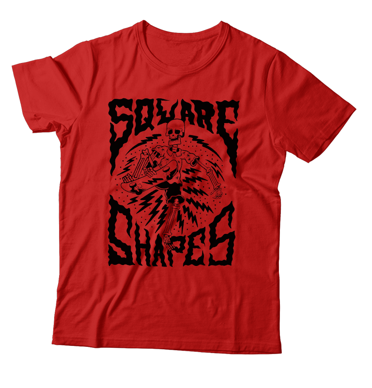 SQUARE SHAPES - "Skeleton Skater" (Red) (T-Shirt)